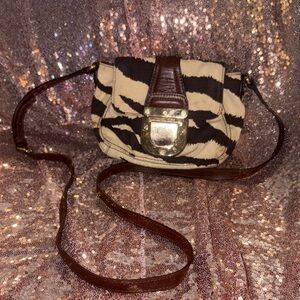 Michael Kors Black and Cream Zebra Print Crossbody Bag
